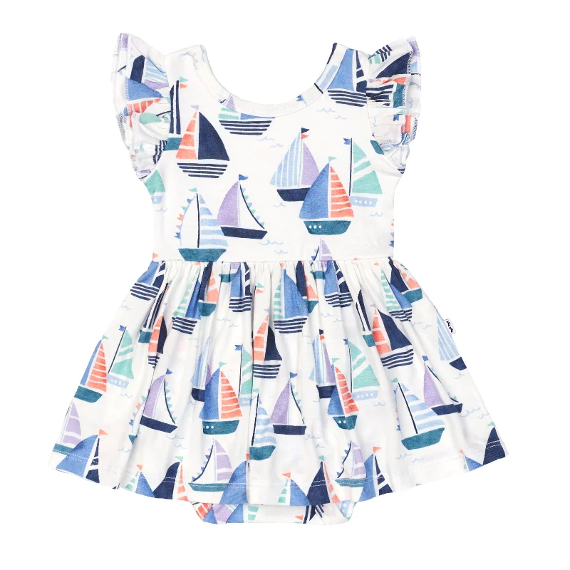 Seas The Day Flutter Skater Dress with Bodysuit