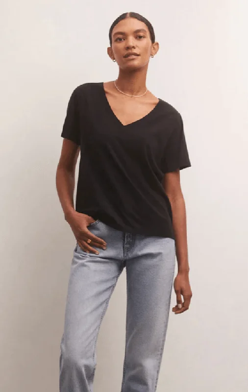 Z Supply Girlfriend V-Neck Tee - BlackVNeckTopNest