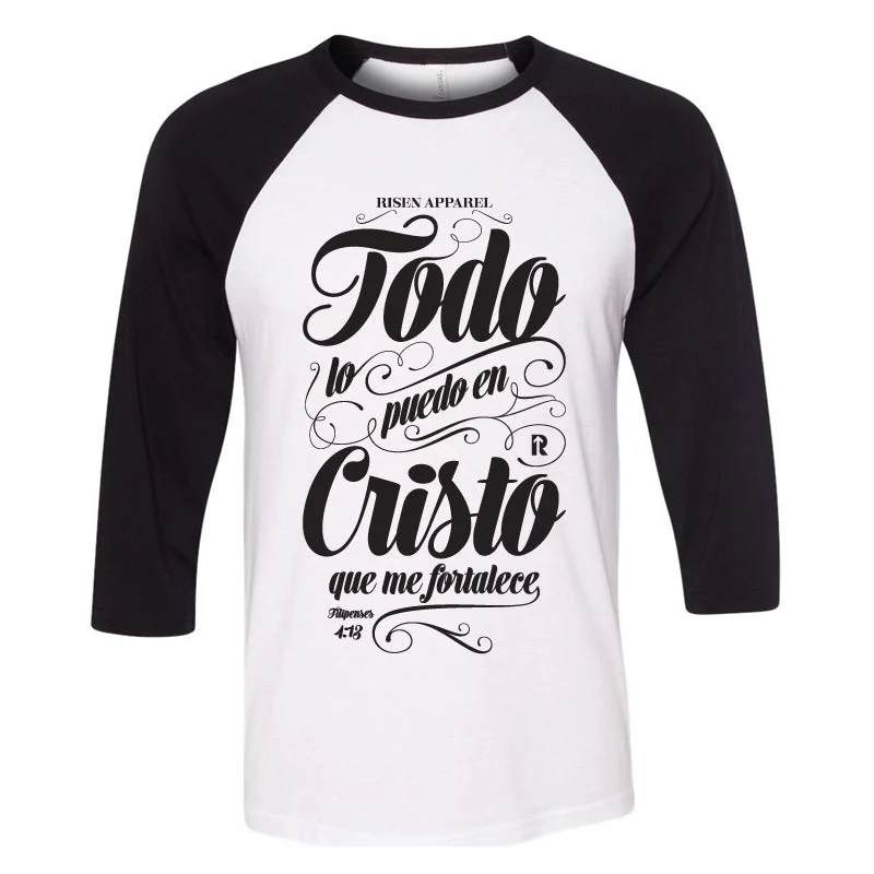 Todo lo puedo en Cristo baseball tee